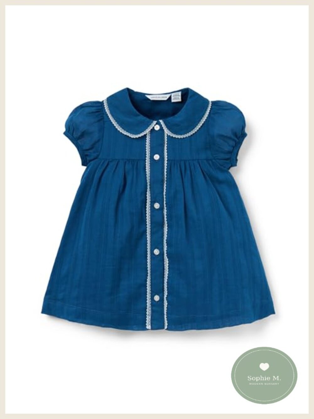 Girls Textured Stripe Collar Dress Short Sleeve Button Front Casual